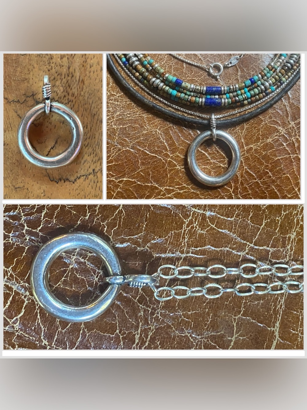 3/4” Sterling Silver Ring Pendant Solid 7.7 grams